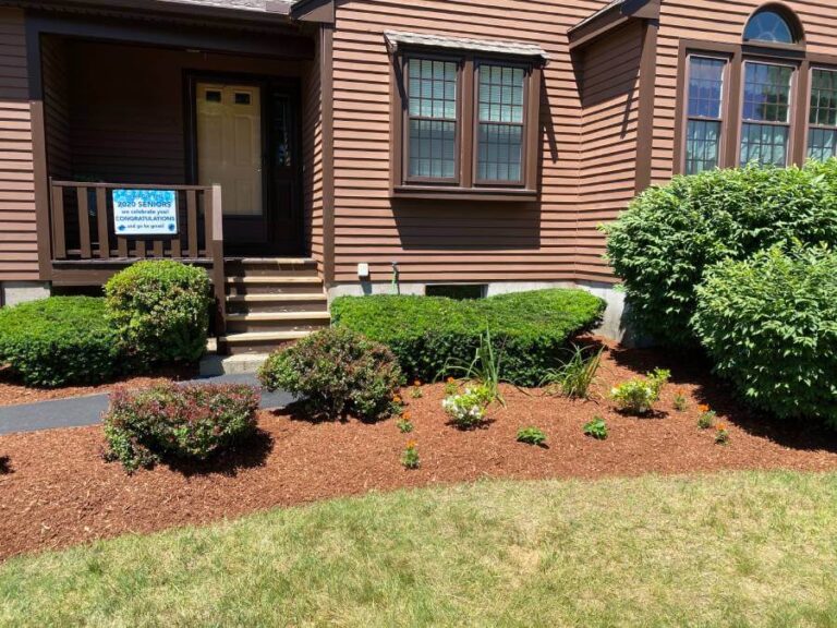 brown home with mulch installation