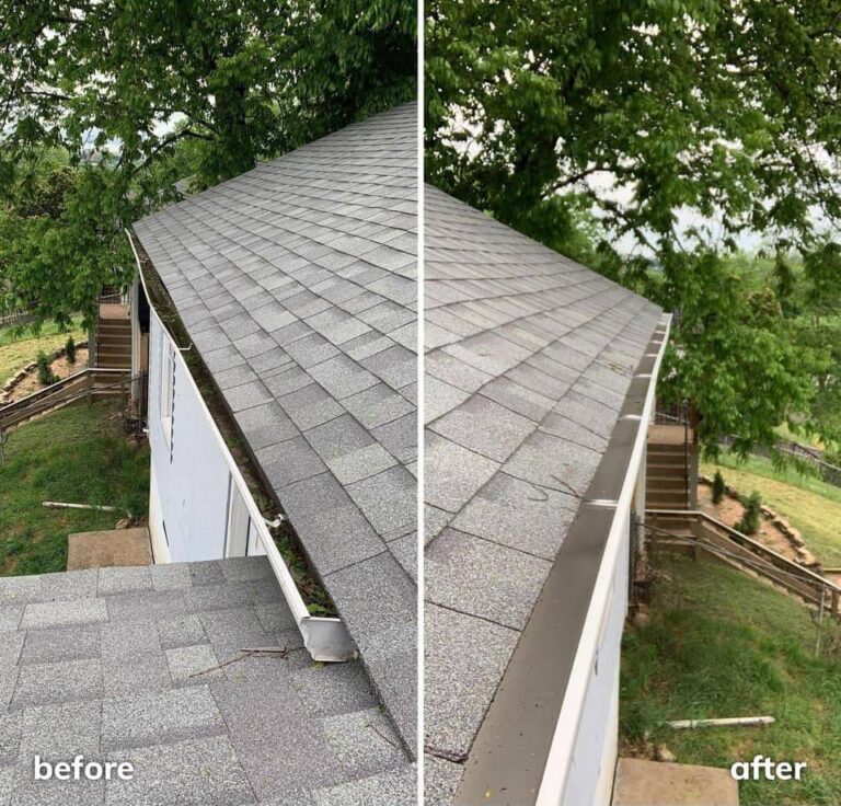gutter before and after cleaning